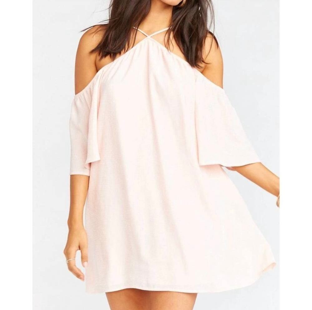 SHOW ME YOUR MUMU lindsay halter dress‎ in speckle dots pink Womens Size XS